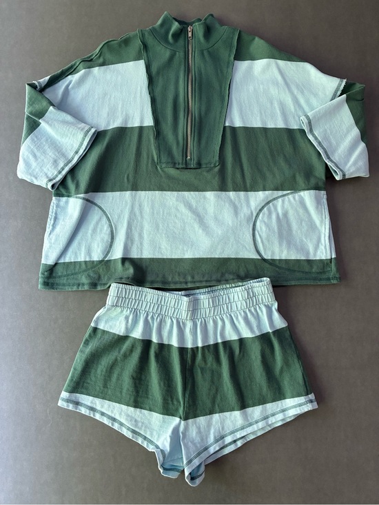 FP Movement by Free People Tops - Free People Movement Retro Rugby Striped Pullover & Shorts Set Heritage Green